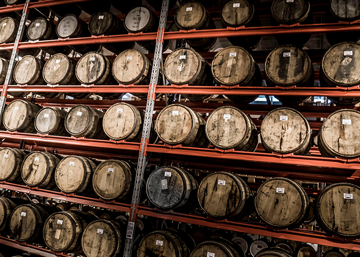Barrel storage in the warehouse at High Coast Distillery